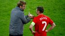 Liverpool - Sevila. Finále Evropské ligy 2016 v Basileji. Jurgen Klopp a James Milner