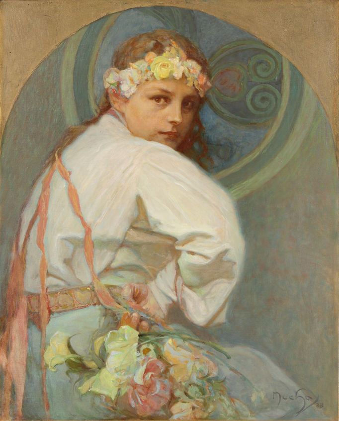 Alfons Mucha: Pohled do budoucnosti, 1938, olej na plátně, soukromá sbírka.