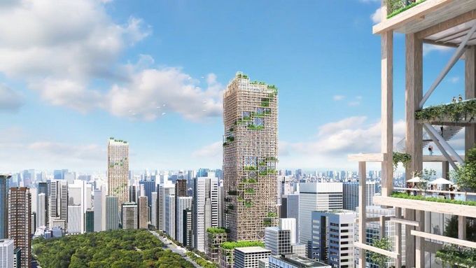 Galerie: Dřevěné stavby rostou do nebe. Japonci chystají nejvyšší mrakodrap, ze dřeva staví i Češi