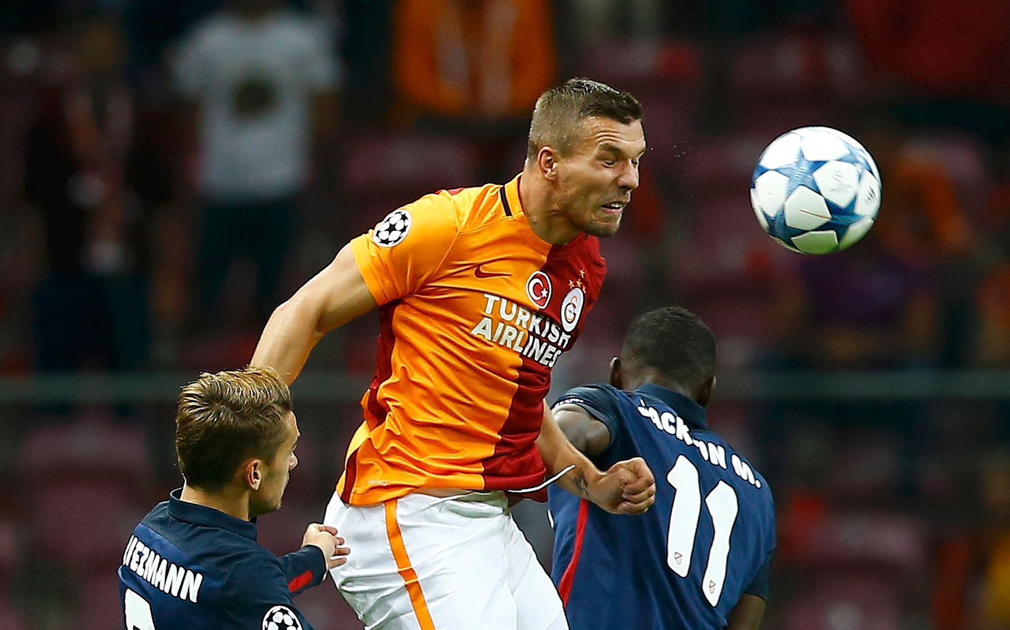LM, Galatasaray-Atlético Madrid: Lukas Podolski - Antoine Griezmann a Jackson Martinez (11)