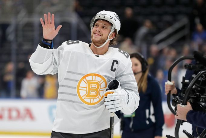 David Pastrňák při Utkání hvězd NHL 2020.