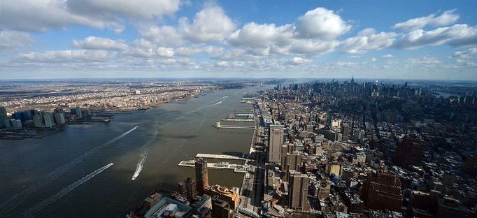 One World Observatory preview 4/2/2013 - New York, New York, United States: One World Observatory preview. The Port Authority and Legends gives media an exclusive preview of One World Observatory located on 100th floor of One World Trade Center in lower Manhattan. The observatory deck that occupies 100-102 floor will open in 2015 and will give 360' view of Manhattan and promises one of a kind experience for visitors.