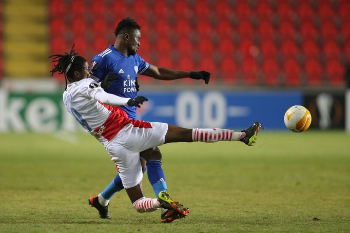 Peter Olayinka v prvním zápase 2. kola EL Slavia - Leicester