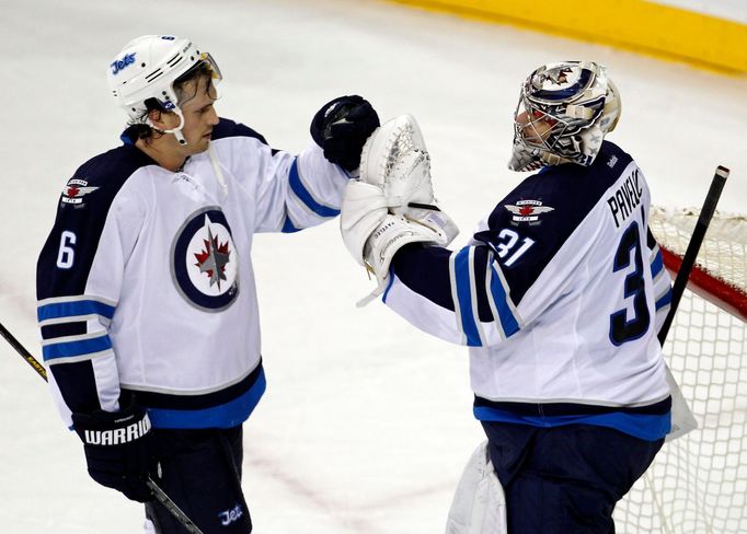 Ondřej Pavelec (Winnipeg Jets) v utkání s Rangers (NHL 2013)