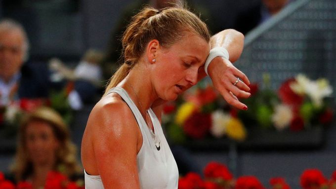 Petra Kvitová během extrémně náročného finále v Madridu.