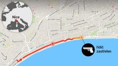 grafika - mapa - útok kamionem v Nice