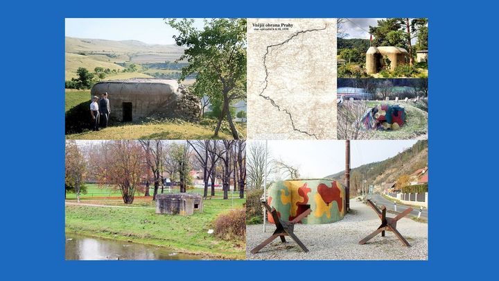 Pražská čára. Betonová hradba od Mělníka ke Slapům, která měla chránit hlavní město; Zdroj foto: Aktuálně.cz / Zdrojové snímky: ČTK, Pavel Švec / Koláž: Dan Poláček