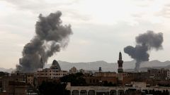 Smoke billows following an Israeli airstrike in Sanaa