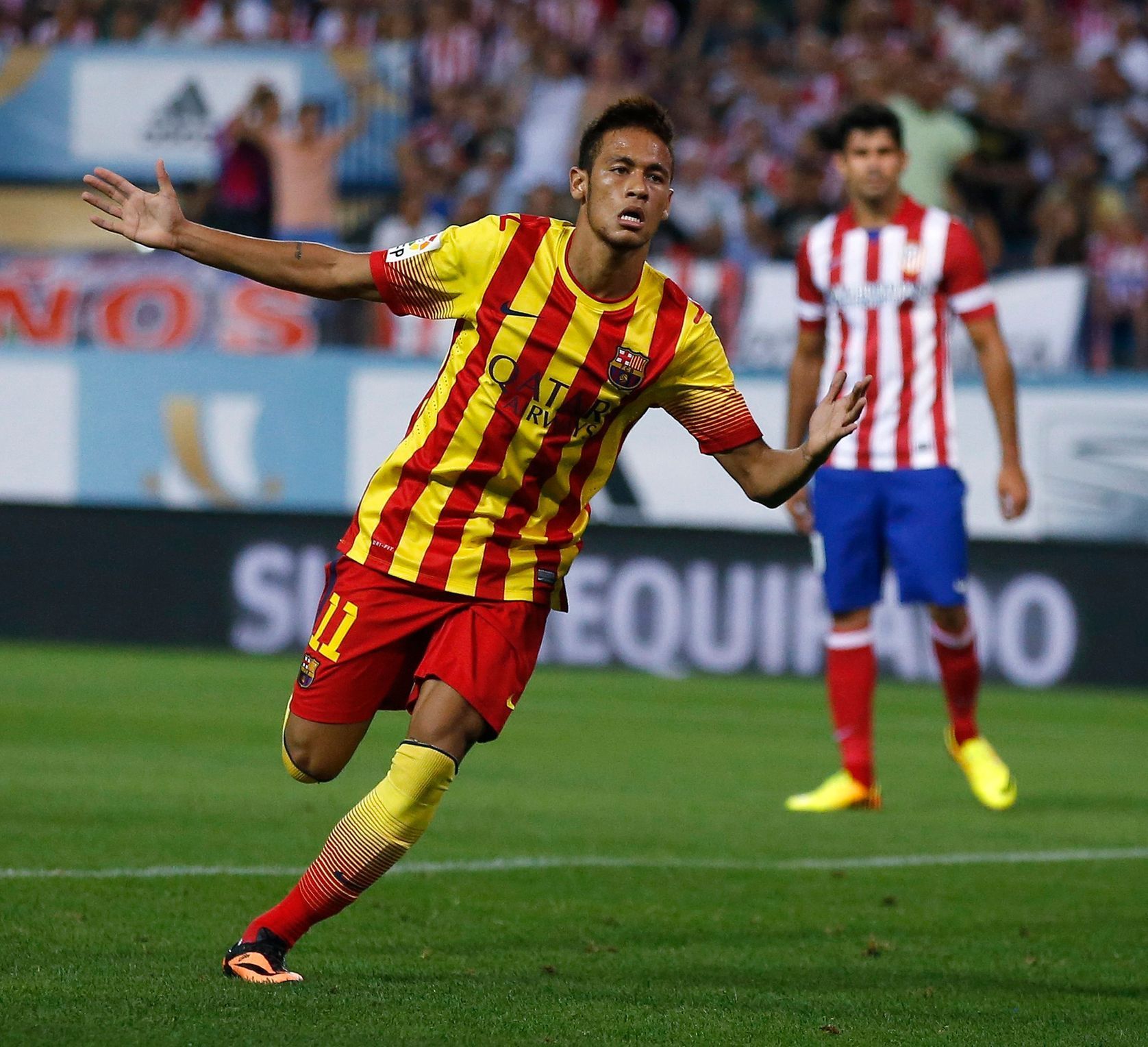 Neymar slaví první gól v dresu Barcelony