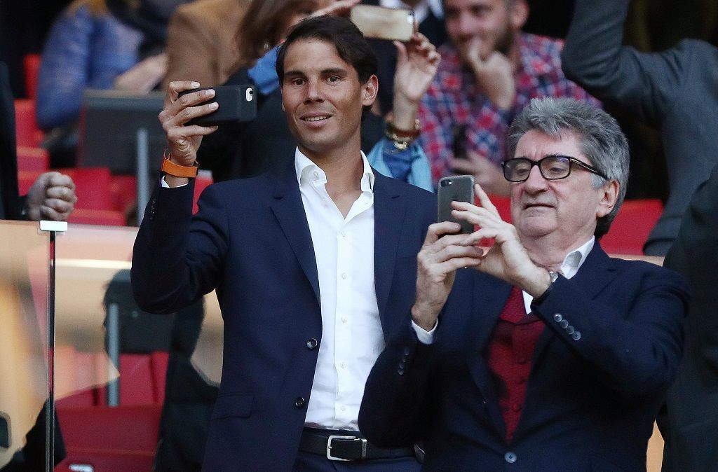 Rafael Nadal na utkání Evropské ligy Atlético Madrid vs. Arsenal