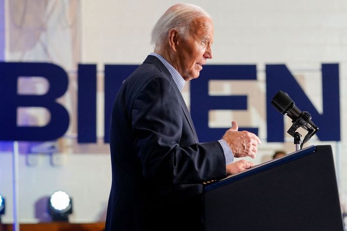 Americký prezidentský Joe Biden během kampaně ve Wisconsinu