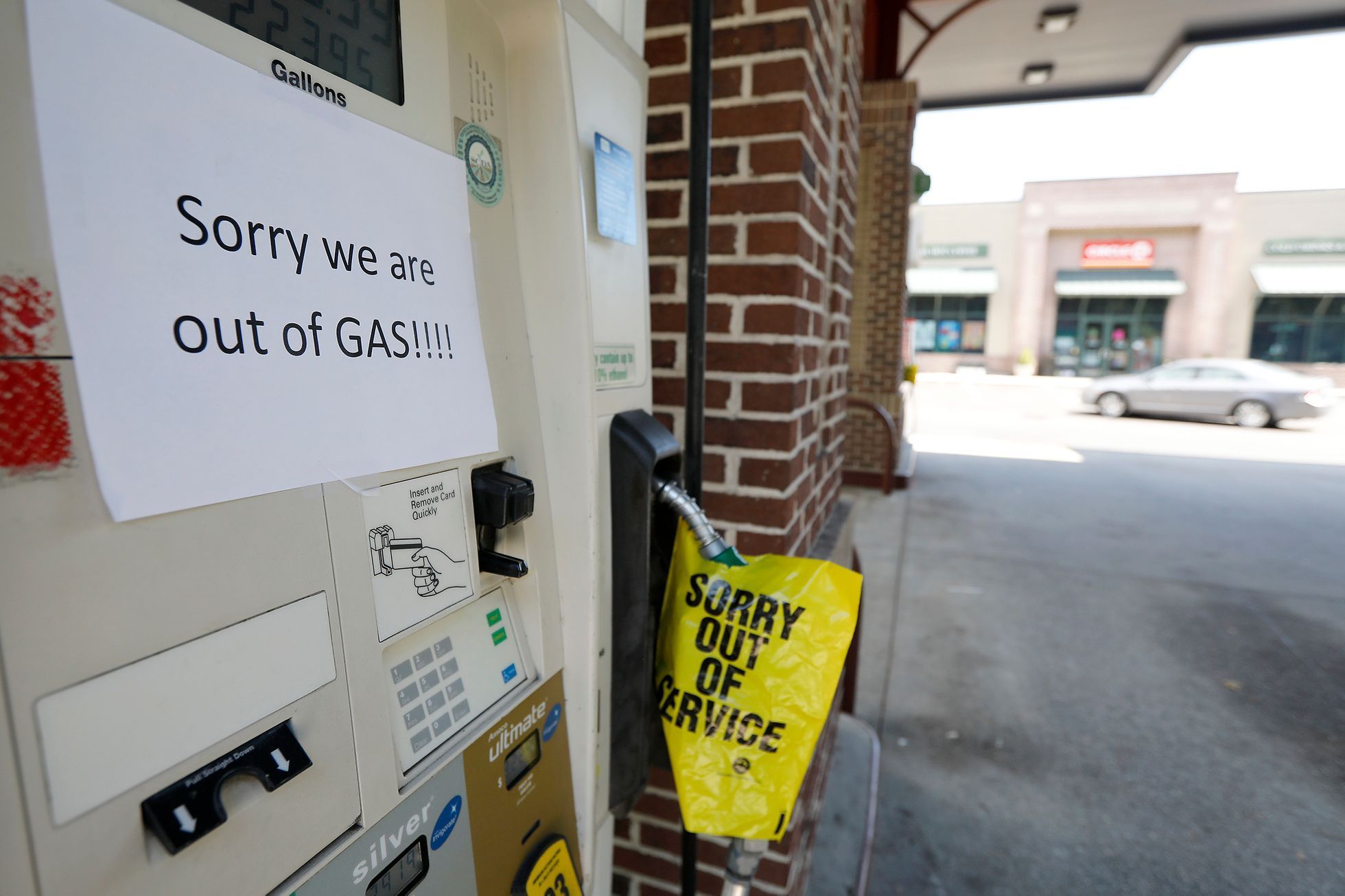 A gas station in Mt. Pleasant S.C. alerts motorist that it is out of gas due to the heavy demand caused by Hurricane Florence.
