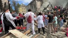 RFE - Russian Air Strike Hits Children's Hospital In Kyiv