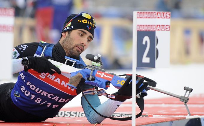 Trénink biatlonistů před stíhacím závodem v Novém Městě na Moravě 2018: Martin Fourcade