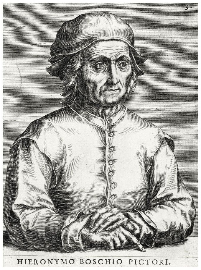 Nizozemský malíř Hieronymus Bosch (cca 1450-1516). Portrétní rytina od Cornelise Corta vznikla přibližně v roce 1572.