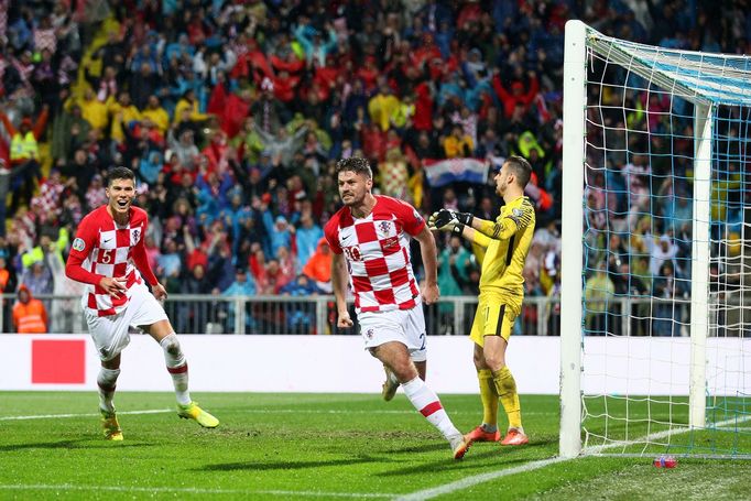 Soccer Football - Euro 2020 Qualifier - Group E - Croatia v Slovakia - HNK Rijeka Stadium, Rijeka, Croatia - November 16, 2019  Croatia's Bruno Petkovic celebrates scorin