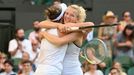 Tennis - Wimbledon - All England Lawn Tennis and Croquet Club, London, Britain - July 10, 2022  Czech Republic's Katerina Siniakova and Czech Republic's Barbora Krejcikov