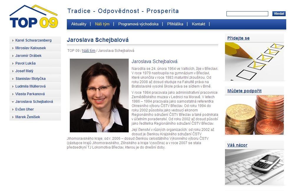 TOP 09: Jaroslava Schejbalová