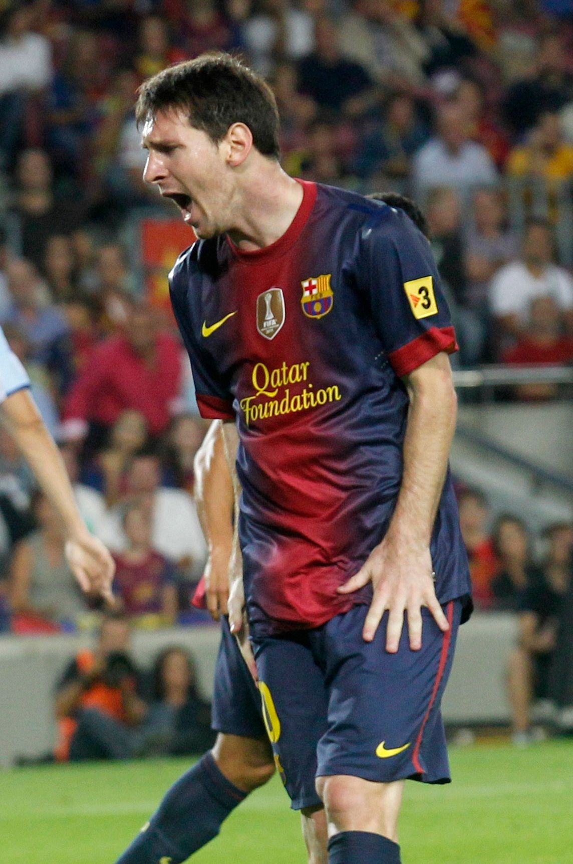 Nespokojený Lionel Messi v utkání Barcelony s Granadou