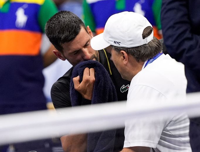 Novak Djokovič v utkání 3. kola US Open 2025