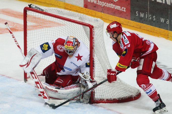 Utkání hokejové extraligy Slavia vs. Třinec (Furch)