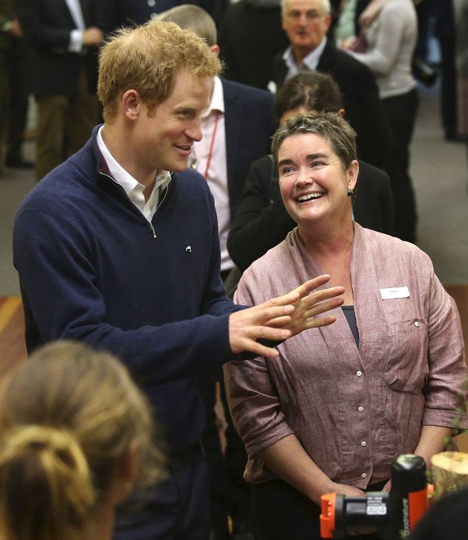 Britain's Prince Harry meets locals at the Stewart Island community center during his visit to Stewart Island in the south of New Zealand