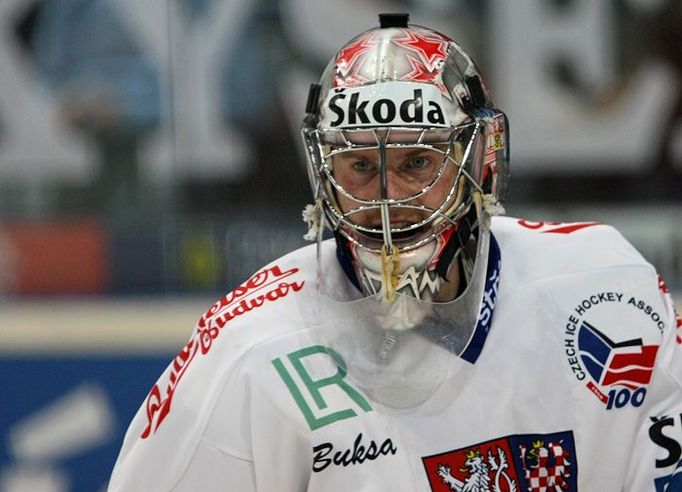 Gólman Adam Svoboda (#31) udržel proti Slovensku bezbrankové konto.