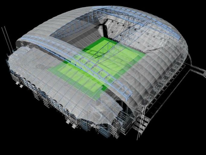 Maketa stadionu v Poznani pro Euro 2014.