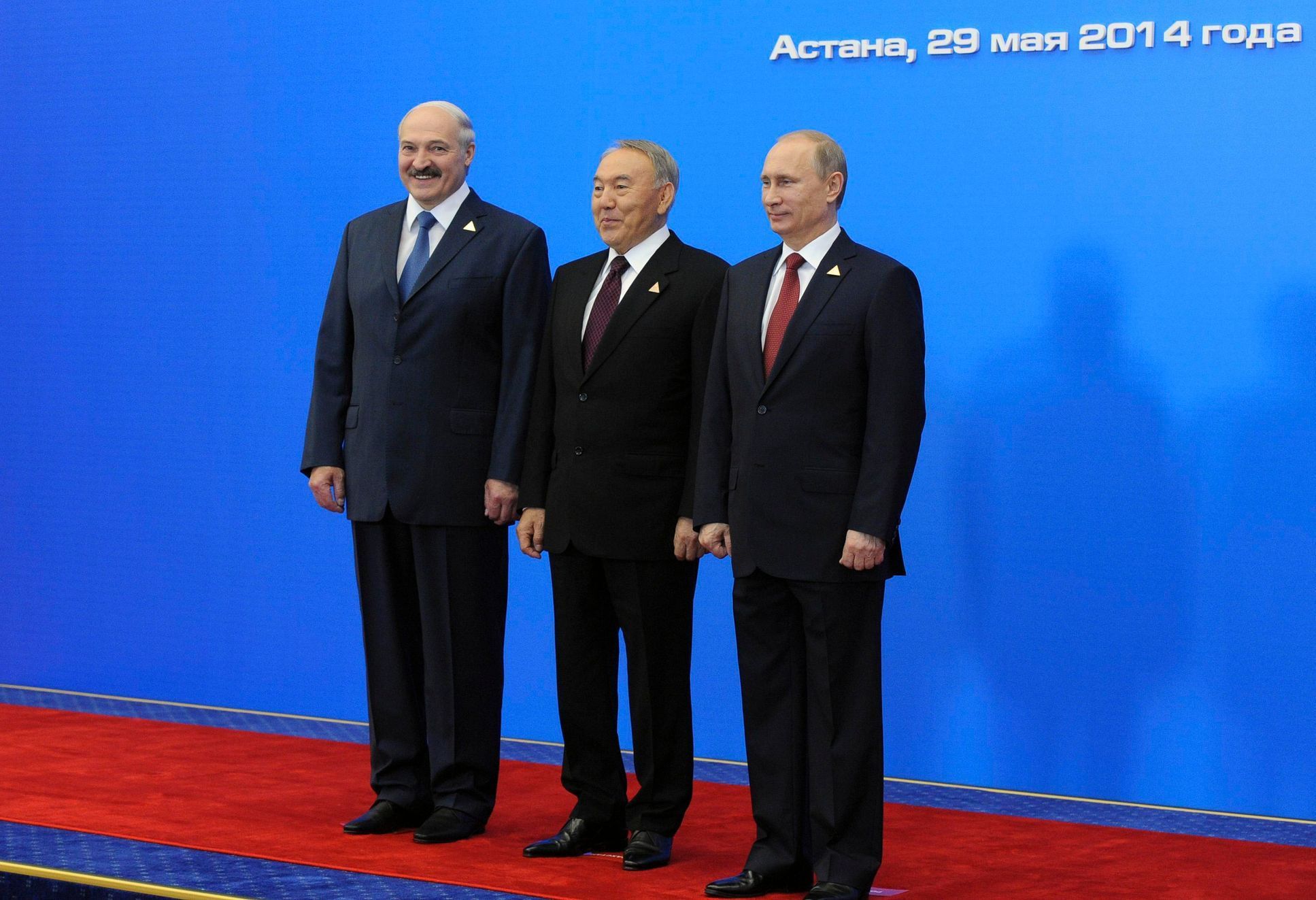 Lukašenko, Nazarbajev a Putin v Astaně.