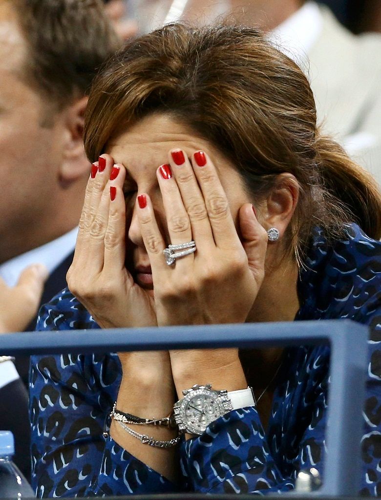 Tomáš Berdych vs. Roger Federer, čtvrtfinále US Open 2012 (Mirka Federer)