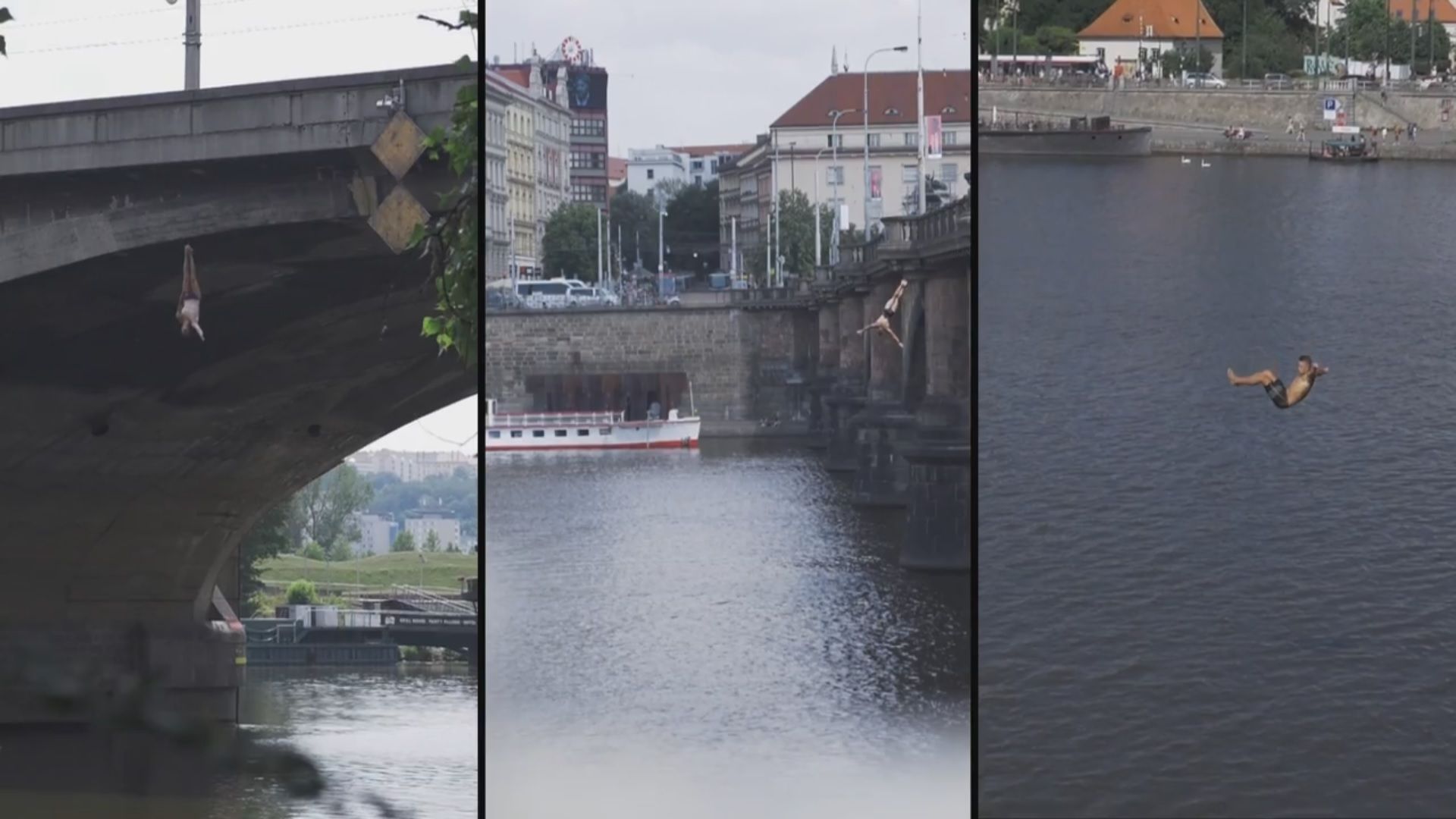 Borci skákali z pražských mostů