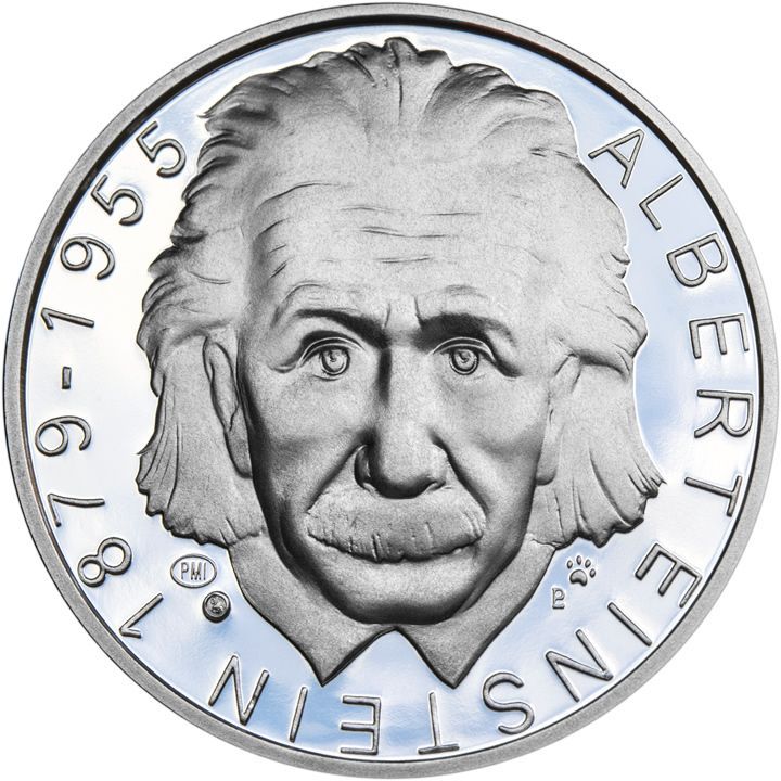 Stříbrný pamětní medailon - Albert Einstein