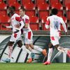 Abdallah Sima slaví gól v zápase Evropské ligy Slavia - Nice