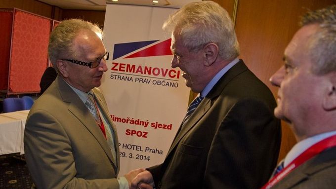Exšéf SPO Jan Veleba a prezident Miloš Zeman.