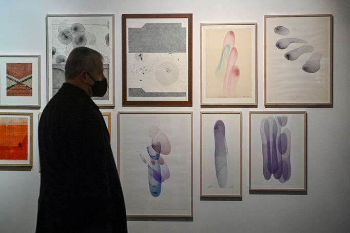 Snímek z výstavy děl Olafa Hanela v Museu Kampa.