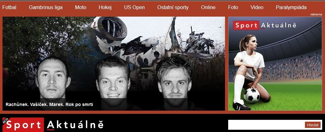 Homepage Sportu k hokejové tragédii