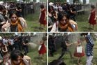Symbol protestů v Turecku? Žena v rudých šatech