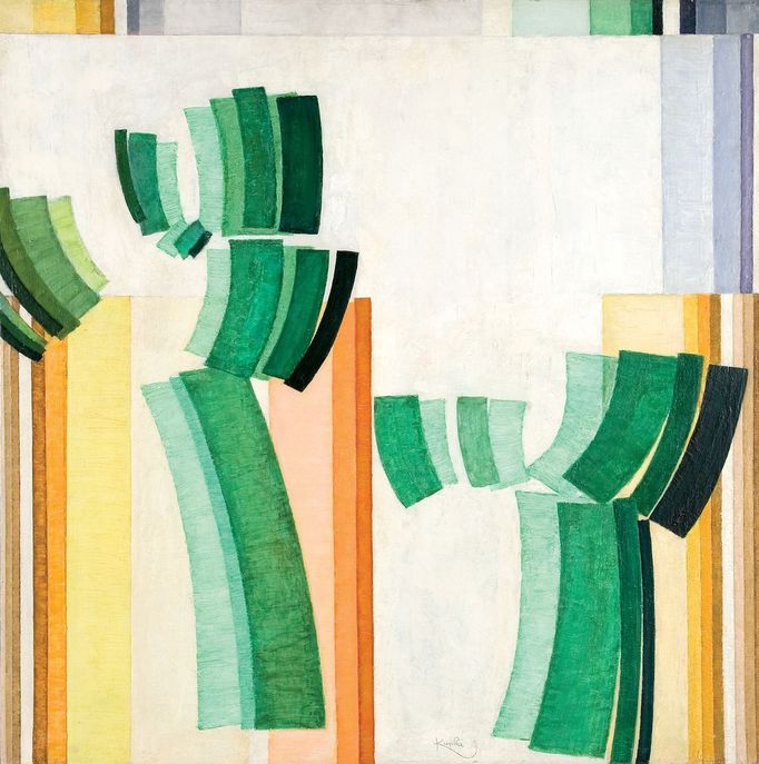 František Kupka: Zhroucení vertikál, 1935, olej, plátno.