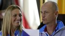 Petr Pála a Petra Kvitová před finále Fed Cupu 2015