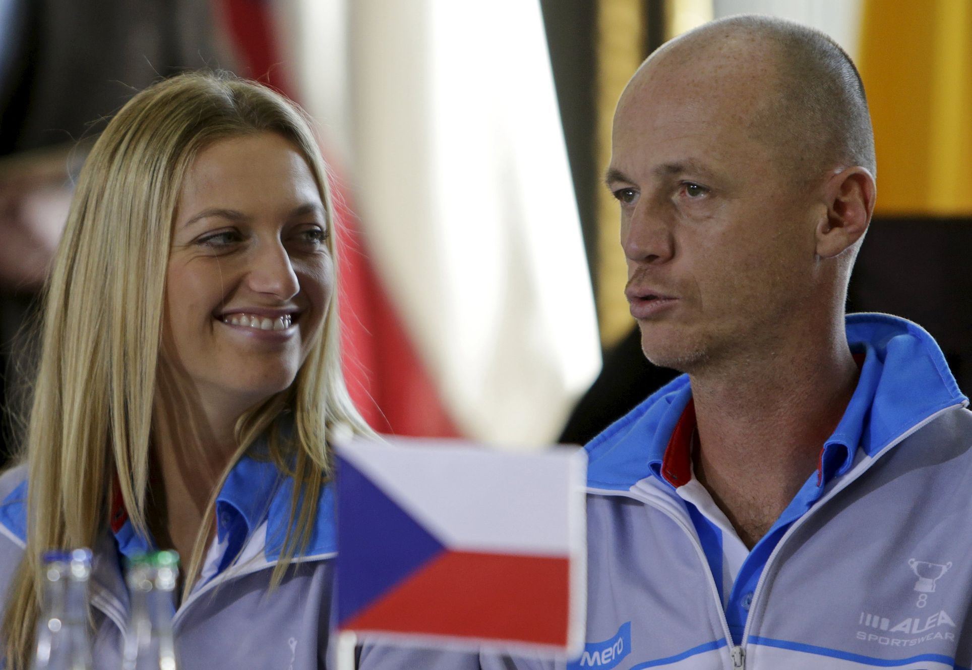 Petr Pála a Petra Kvitová před finále Fed Cupu 2015