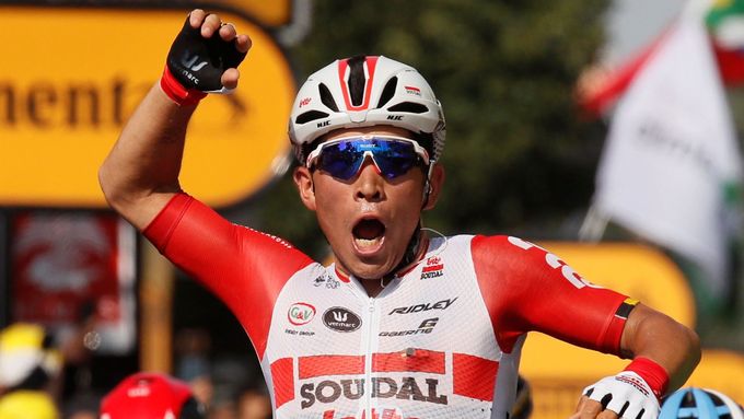 Caleb Ewans se raduje z vítězství v 16. etapě Tour de France