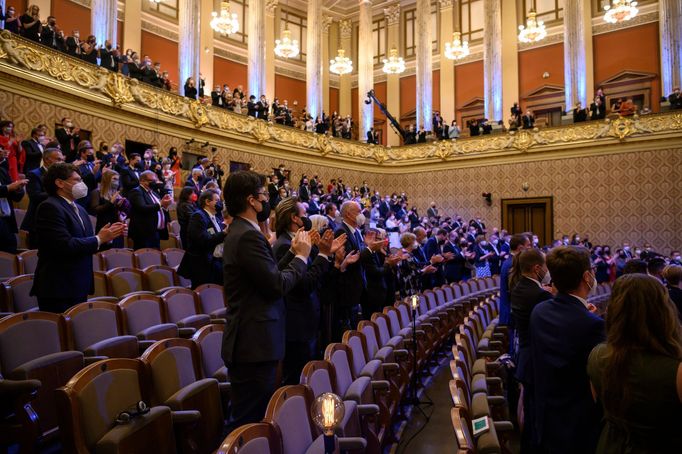 Snímek z pondělního benefičního koncertu České filharmonie.