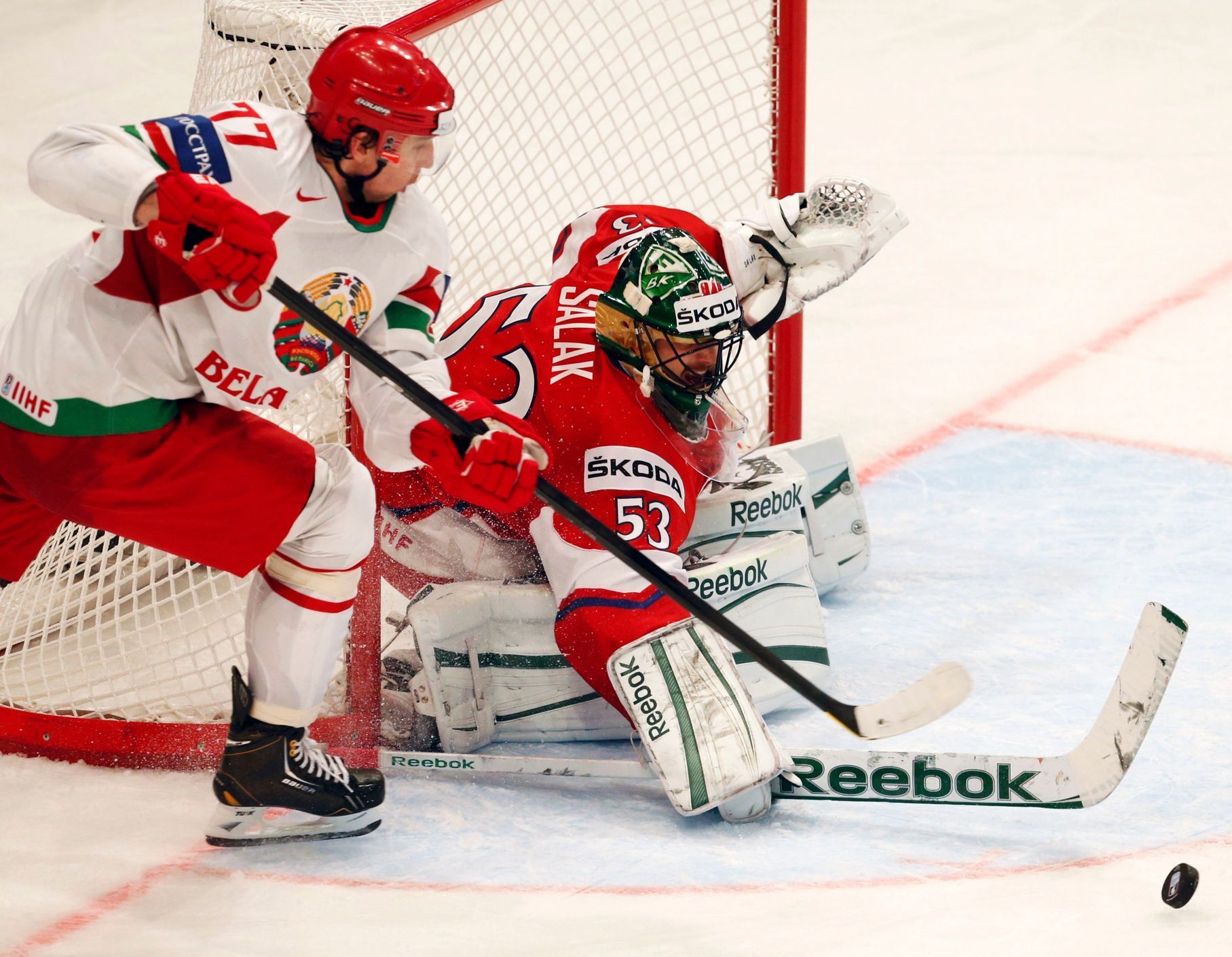 MS v hokeji 2013, Česko - Bělorusko: Alexander Salák - Alexander Kitarov