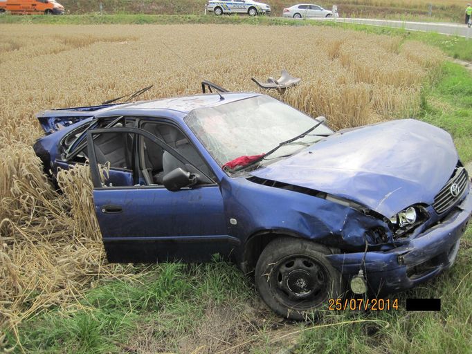 Tragická nehoda řidiče toyoty ve směru na Uherský Brod.