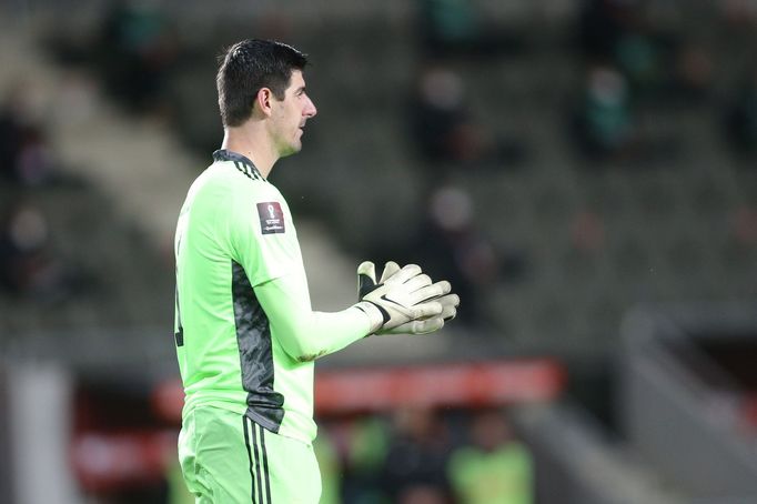 Thibaut Courtois v zápase kvalifikace MS 2022 Česko - Belgie