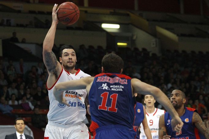 VTB liga, Nymburk - CSKA Moskva: Christian Burns - Manuchar Markoishvili