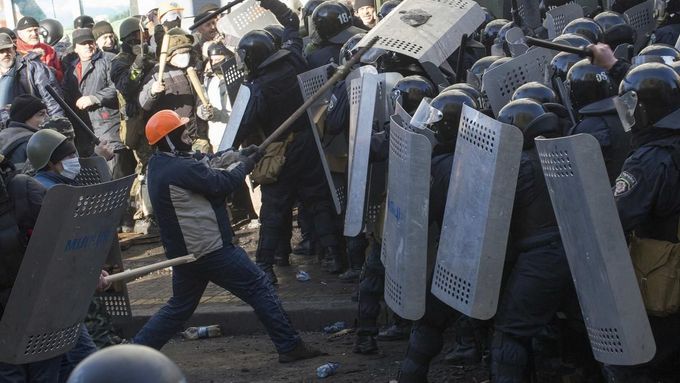 Protivládní protesty v Kyjevě.