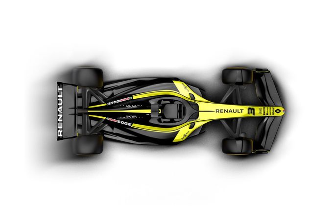 Vizualizace monopostu F1 Renault podle pravidel připravených od roku 2021