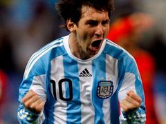 Vítězný Lionel Messi v dresu Argentiny.