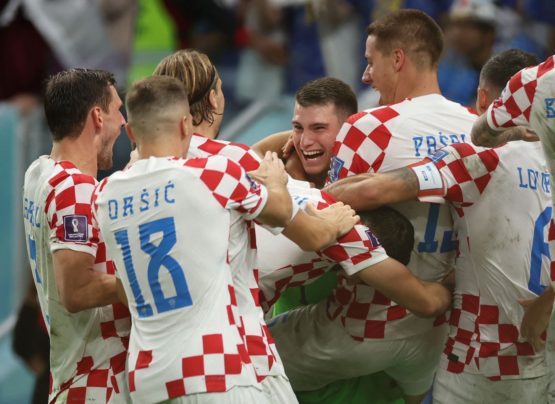 fotbal, MS 2022, Japonsko - Chorvatsko, radost Chorvatska